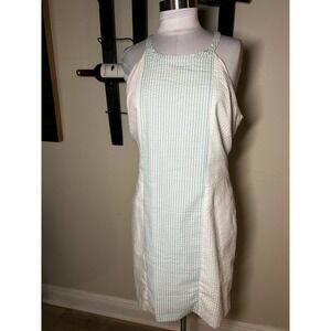 Duffield Lane Womens Seersucker Shift Dress Blue White Striped Large